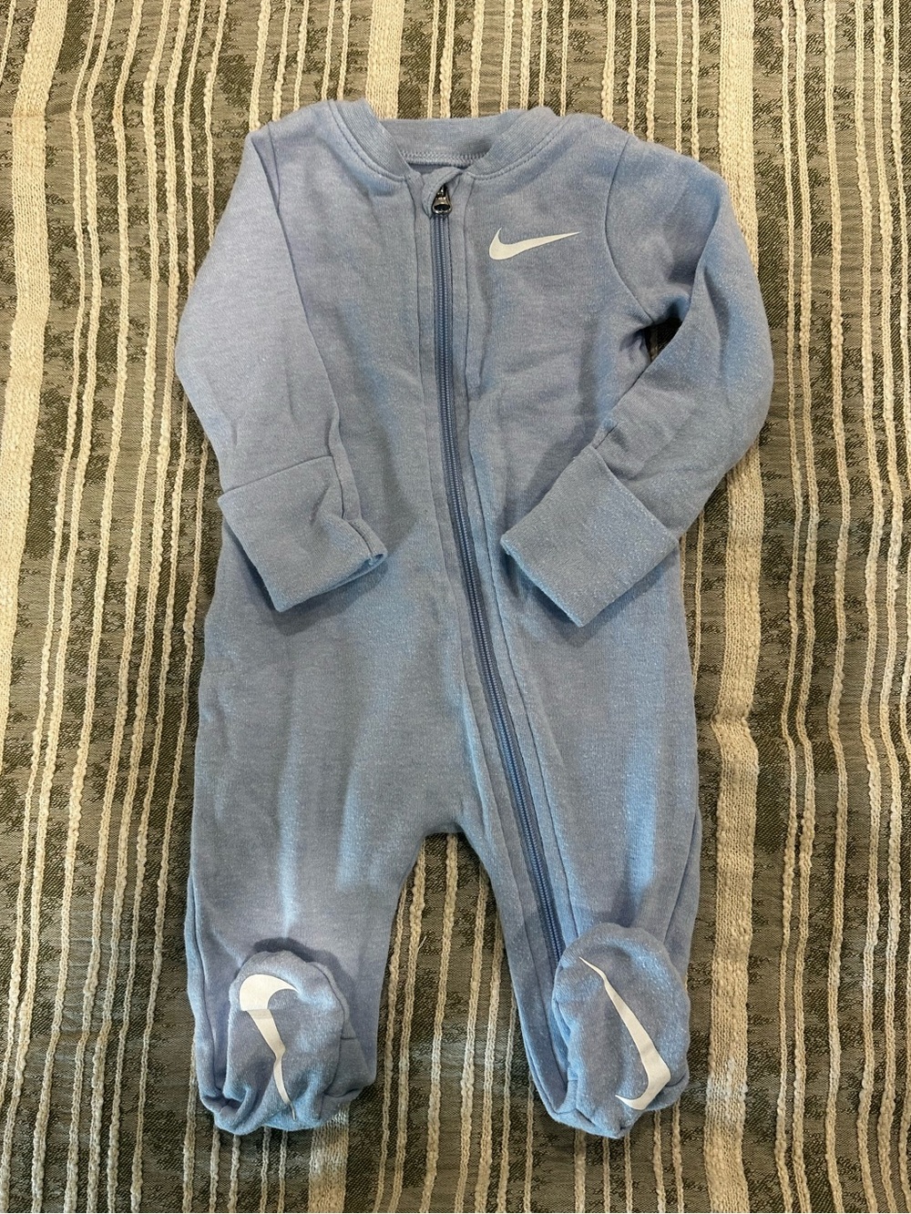 Nike Baby Blue Zip One-Piece Footed Sleeper